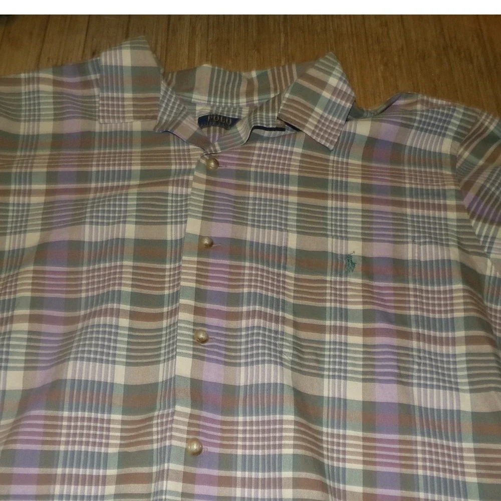 POLO RALPH LAUREN MEN'S 2XLT S/S BUTTON UP CAMP SHIRT PLAID NWT
